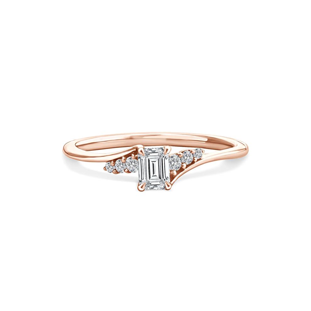 Lab Grown Diamond Emerald Center Promise Ring in 10K Rose Gold (3/8 ct. tw.) – Image 1 of 4