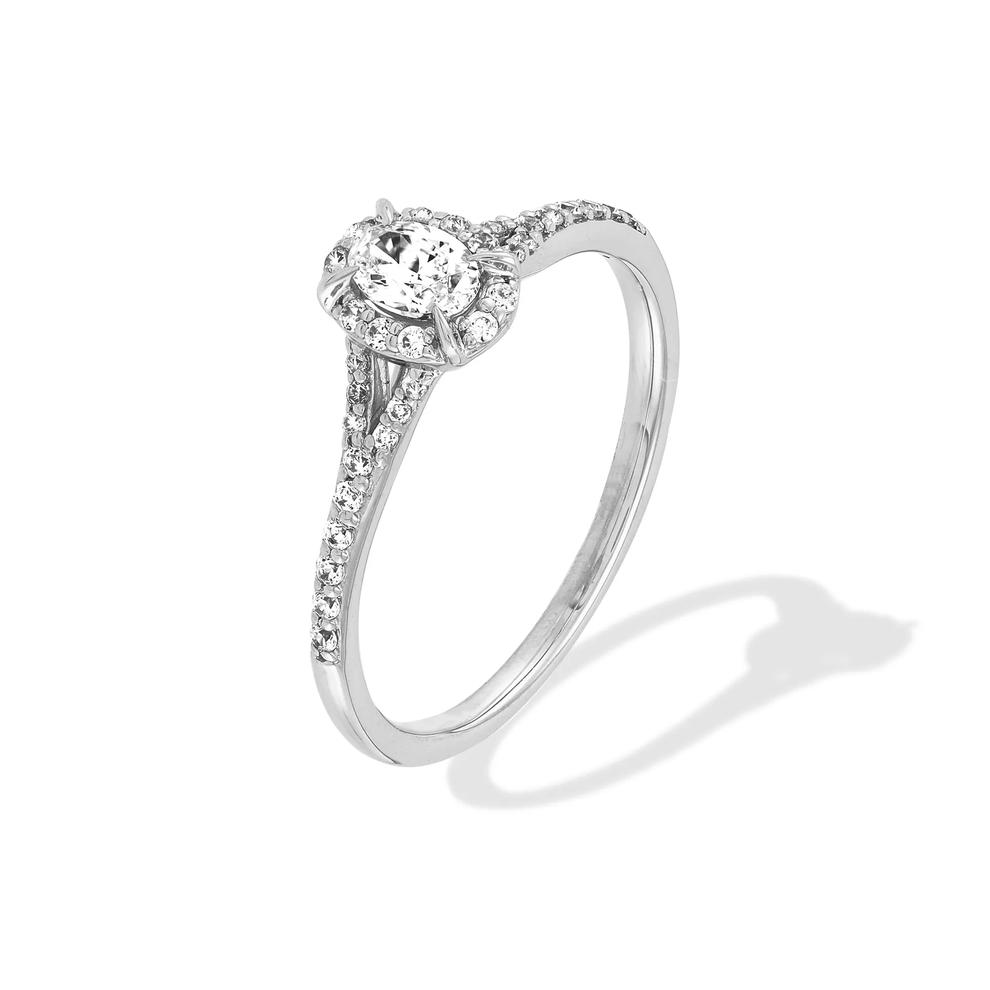 Diamond Oval Center Engagement Ring in 10K White Gold (3/8 ct. tw.) – Image 4 of 4