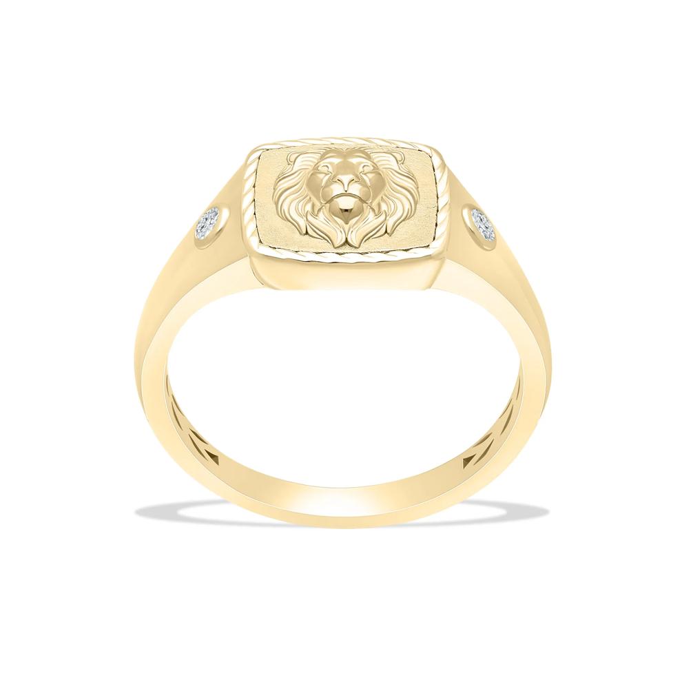 Men's Diamond Accent Lion's Head Ring in 10K Yellow Gold – Image 2 of 4