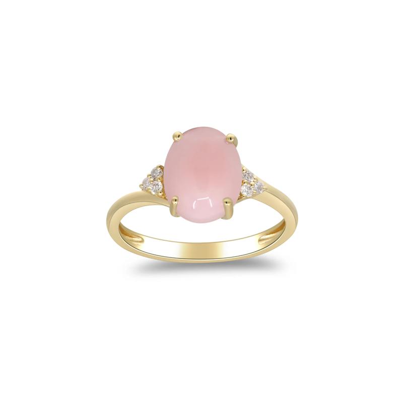 Pink Opal and Diamond Accent Ring in 10K Yellow Gold – Image 1 of 5