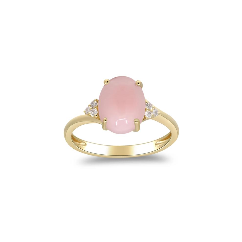 Pink Opal and Diamond Accent Ring in 10K Yellow Gold – Image 1 of 5