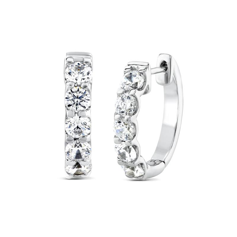 Lab Grown Diamond Hoop Earrings in 10K White Gold &#40;2 ct. tw.&#41; – Image 1 of 2