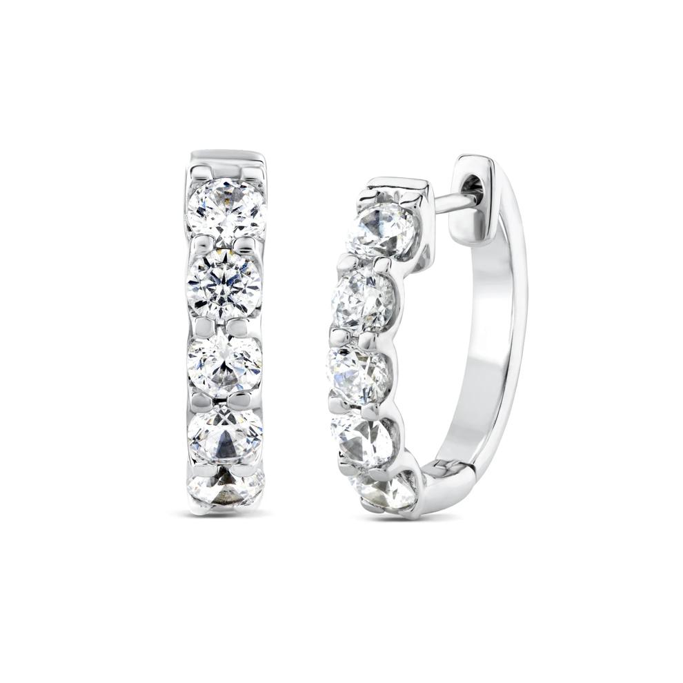 Lab Grown Diamond Hoop Earrings in 10K White Gold (2 ct. tw.) – Image 1 of 2