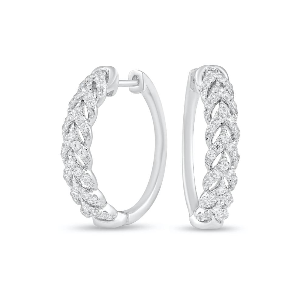 Diamond Braided Hoop Earrings in Sterling Silver (1/2 ct. tw.) – Image 1 of 2