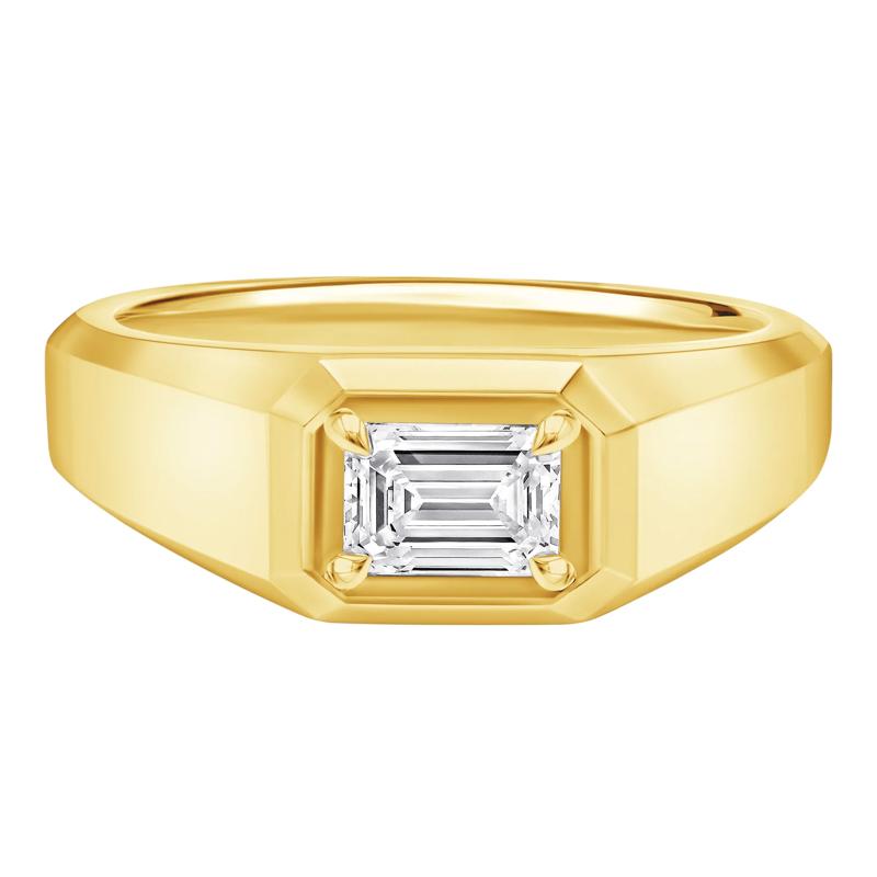 Men&#39;s Lab Grown Diamond Emerald-Cut Solitaire Band in 10K Yellow Gold &#40;1 ctw.&#41; – Image 1 of 4
