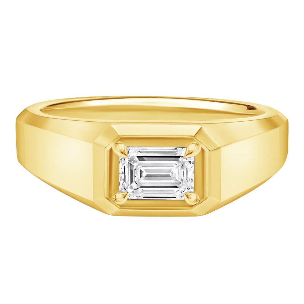 Men's Lab Grown Diamond Emerald-Cut Solitaire Band in 10K Yellow Gold (1 ctw.) – Image 1 of 4