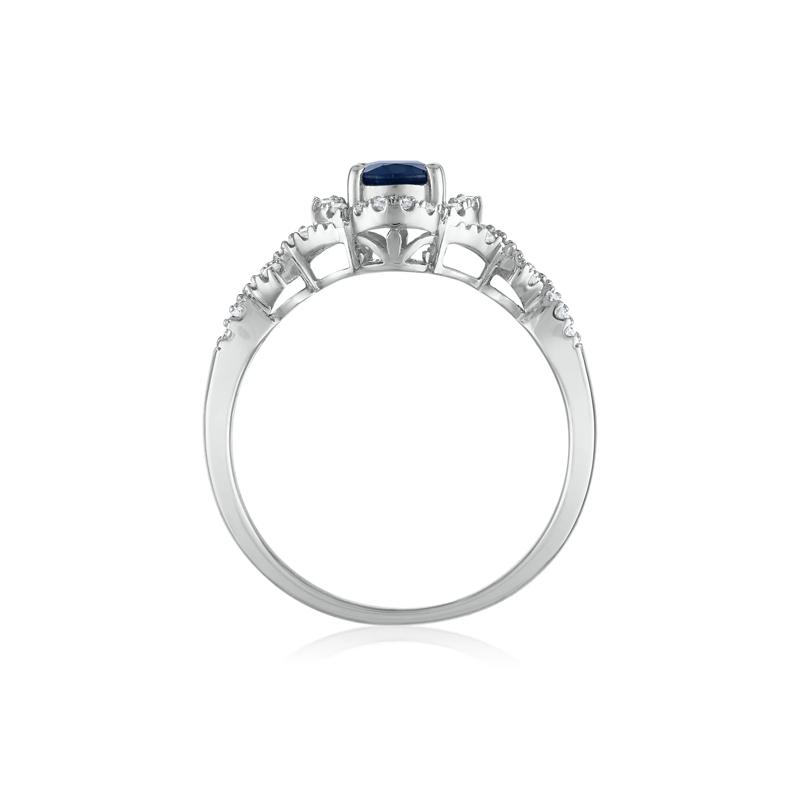 Oval-Shaped Blue Sapphire and Diamond Ring in 14K White Gold &#40;1/5 ct. tw.&#41; – Image 2 of 3