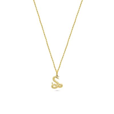 Men's Black Diamond Accent Snake Pendant Necklace in 10K Yellow Gold