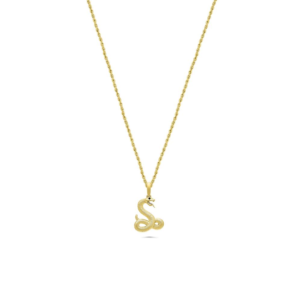 Men's Black Diamond Accent Snake Pendant Necklace in 10K Yellow Gold – Image 1 of 4
