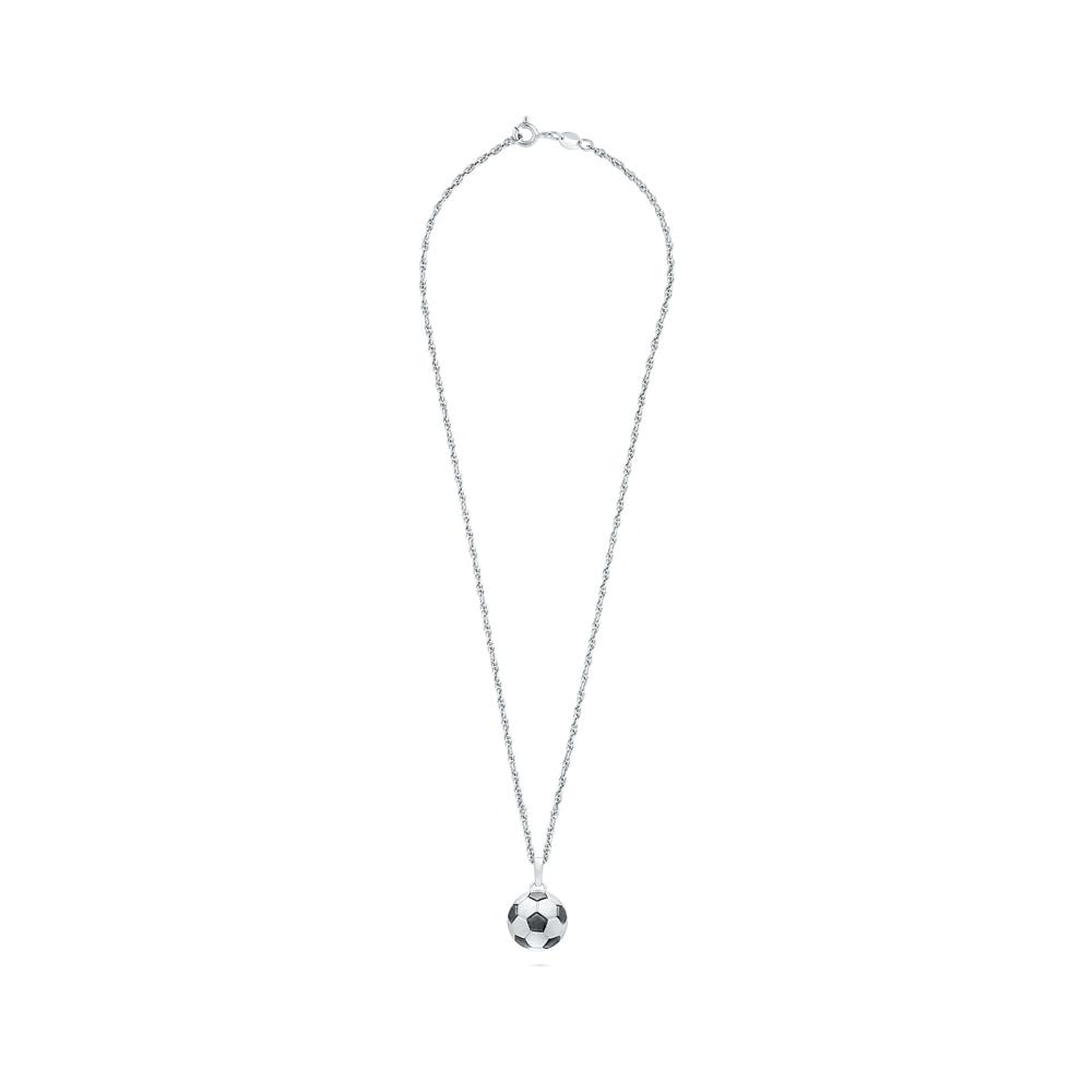 Soccer Ball Medallion Pendant Necklace in Sterling Silver – Image 3 of 4