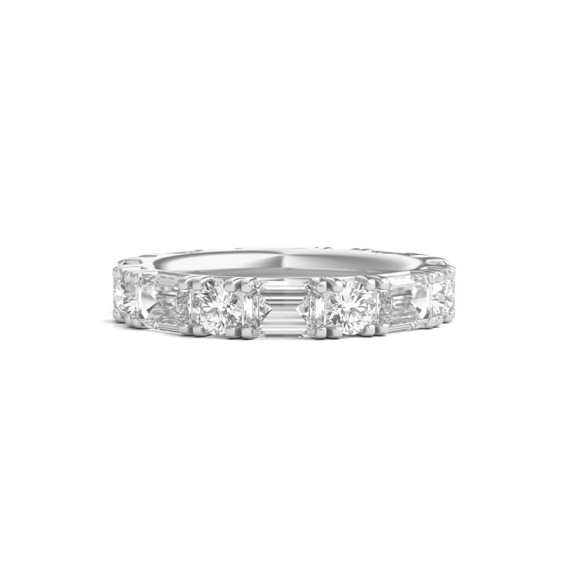 Round and Emerald-Cut Lab Grown Diamond Eternity Band in 14k White Gold &#40;5 ct. tw.&#41; – Image 1 of 3