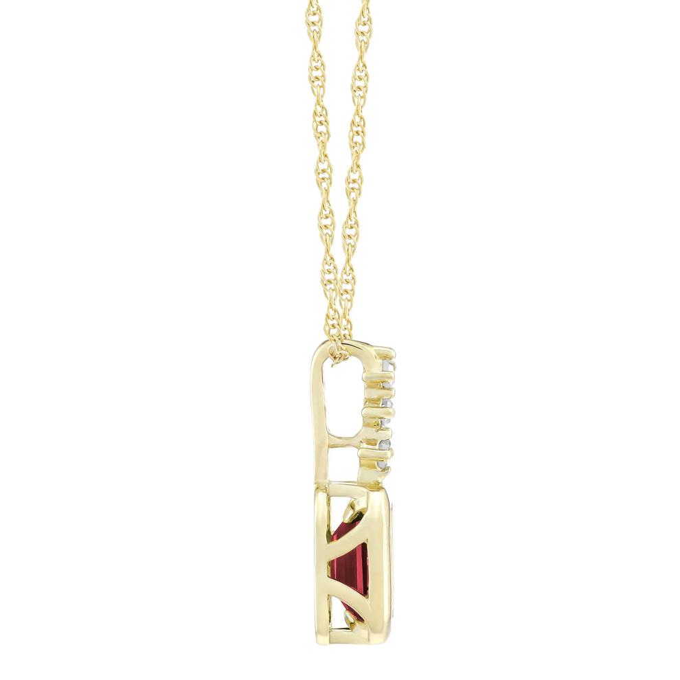 Lab-Created Ruby and Diamond Accent Pendant in 10K Yellow Gold – Image 2 of 3