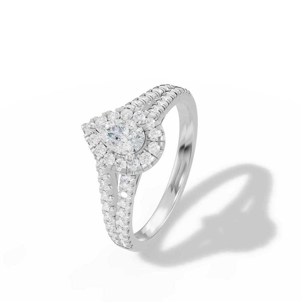 Diamond Pear-Shaped Center Halo Engagement Ring in 10K White Gold (7/8 ct. tw.) – Image 4 of 4