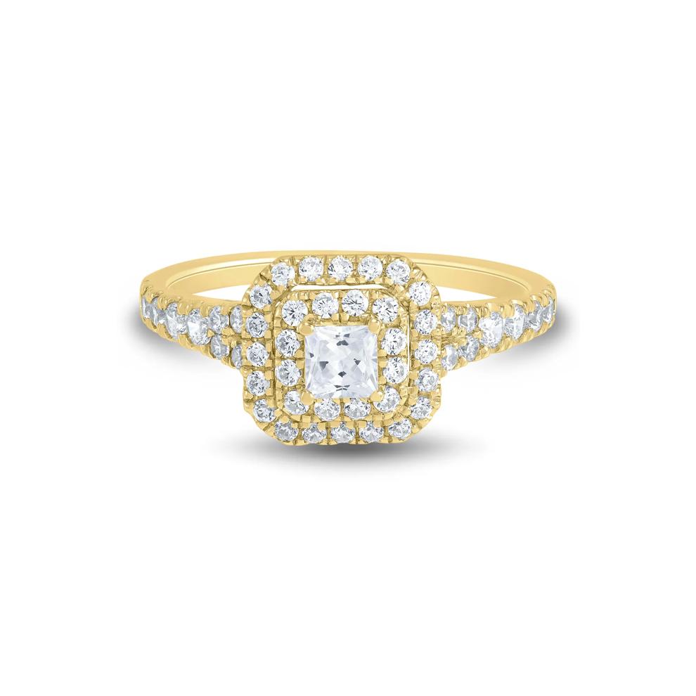 Princess-Cut Double Halo Engagement Ring in 14K Yellow Gold (3/4 ct. tw.) – Image 1 of 3