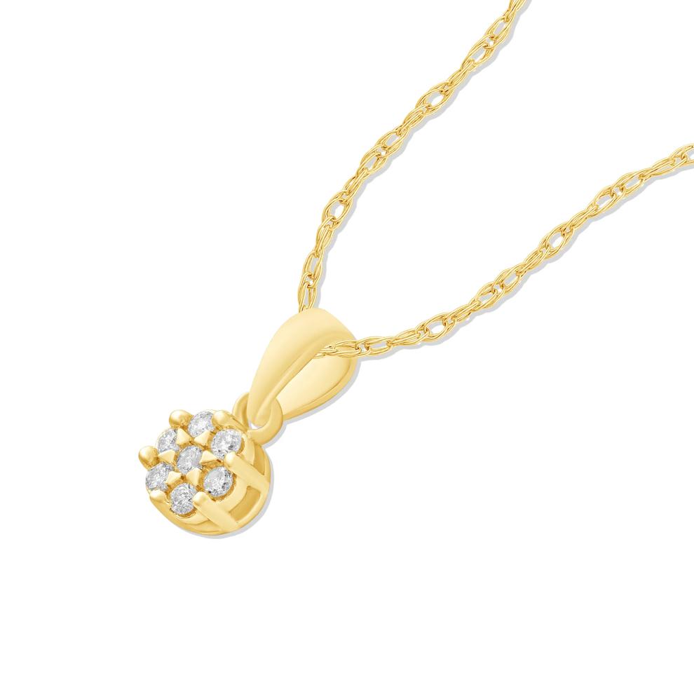 Diamond Accent Round Cluster Pendant Necklace in 10K Yellow Gold – Image 4 of 4