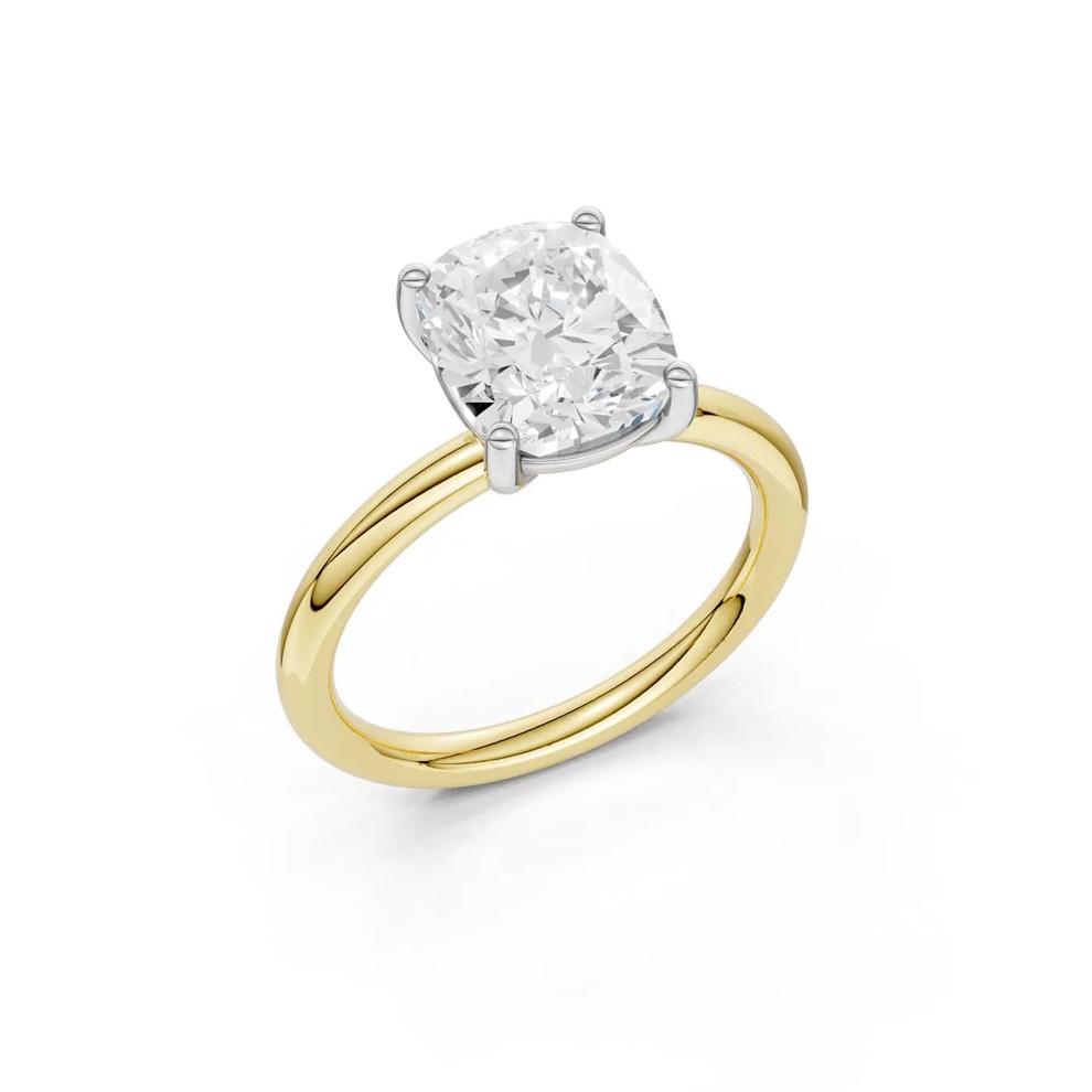 Lab Grown Diamond Elongated Cushion-Cut Engagement Ring in 14K Yellow and White Gold (3 ct. tw.) – Image 2 of 5