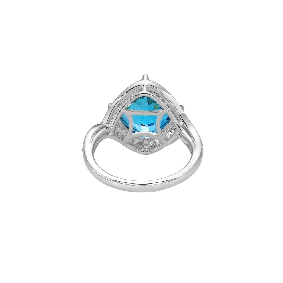 Cushion-Cut Aquamarine and Diamond Ring in 14K White Gold (5/8 ct. tw.) – Image 4 of 5