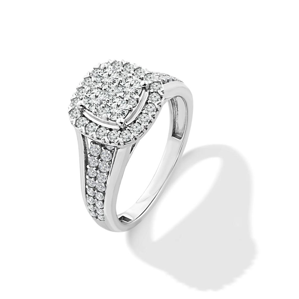 Diamond Cushion Halo Center Composite Engagement Ring in 10K White Gold (1 ct. tw.) – Image 4 of 4