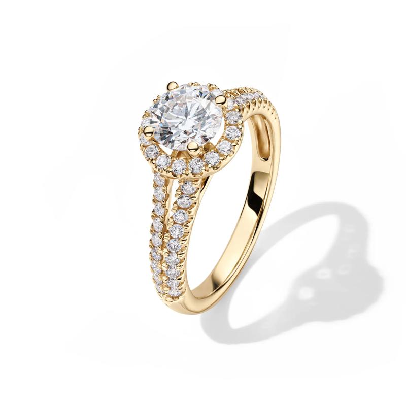 Lab Grown Diamond Halo Engagement Ring in 14K Yellow Gold &#40;1 1/2 ct. tw.&#41; – Image 4 of 4
