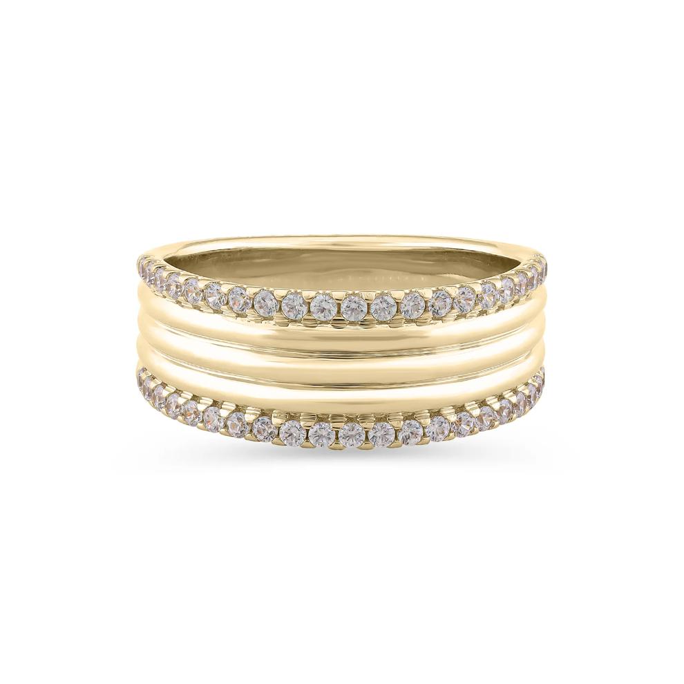 Lab Grown Diamonds Ribbed Multi-Row Band in 10K Yellow Gold (3/8 ct. tw.) – Image 1 of 4