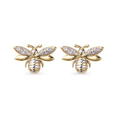 Diamond Honeybee Earrings in 10K Yellow Gold
