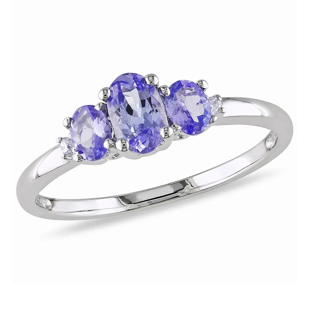 Tanzanite &amp; Diamond Ring in 10K White Gold – Image 4 of 5