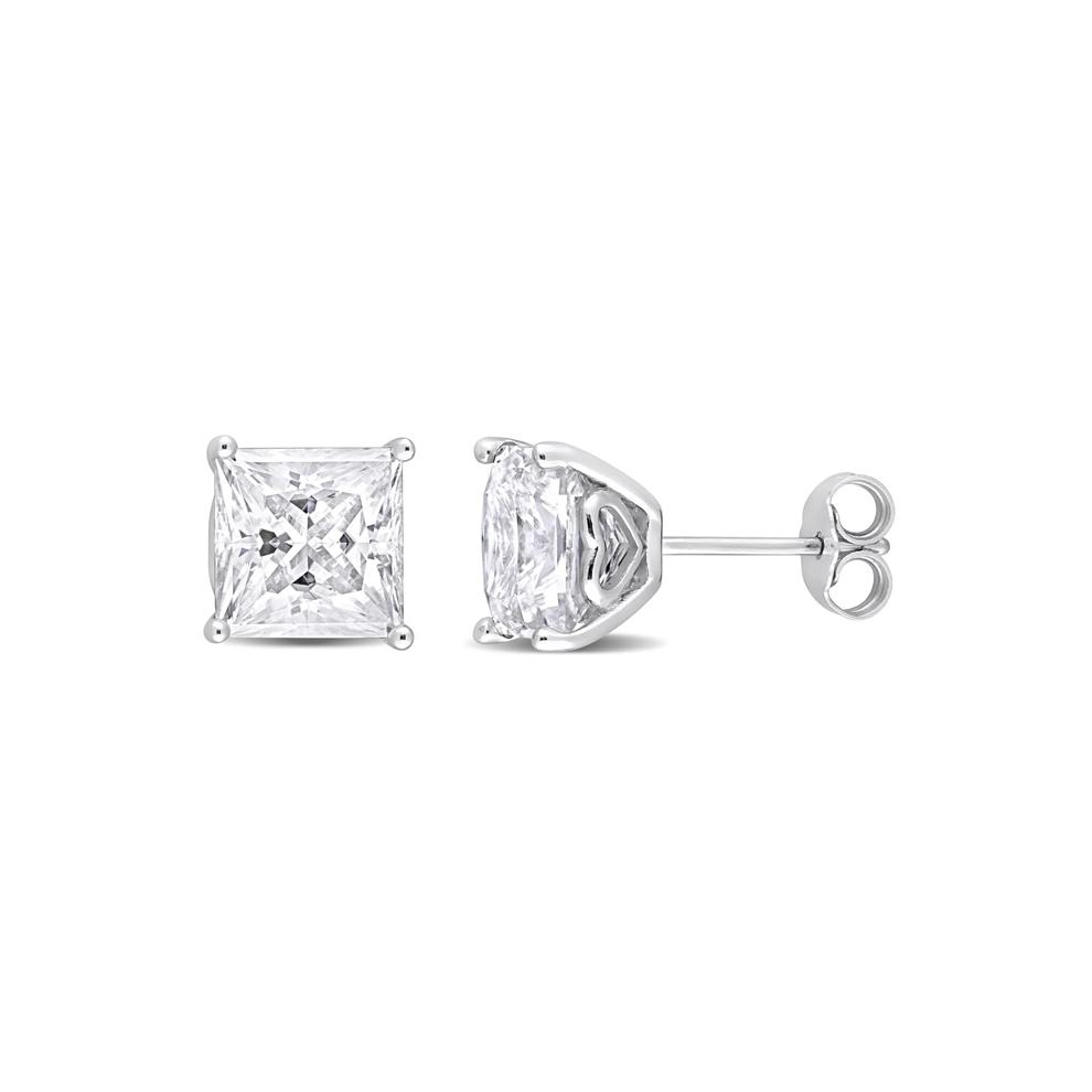 Lab-Created Moissanite Square Solitaire Stud Earrings in Sterling Silver (6 ct. dew) – Image 1 of 5