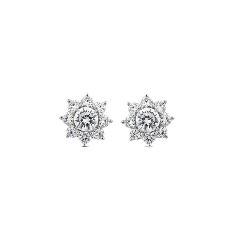 Lab Grown Diamond Starburst Cluster Earrings in 14K White Gold &#40;1 1/2 ct. tw.&#41; – Image 1 of 2
