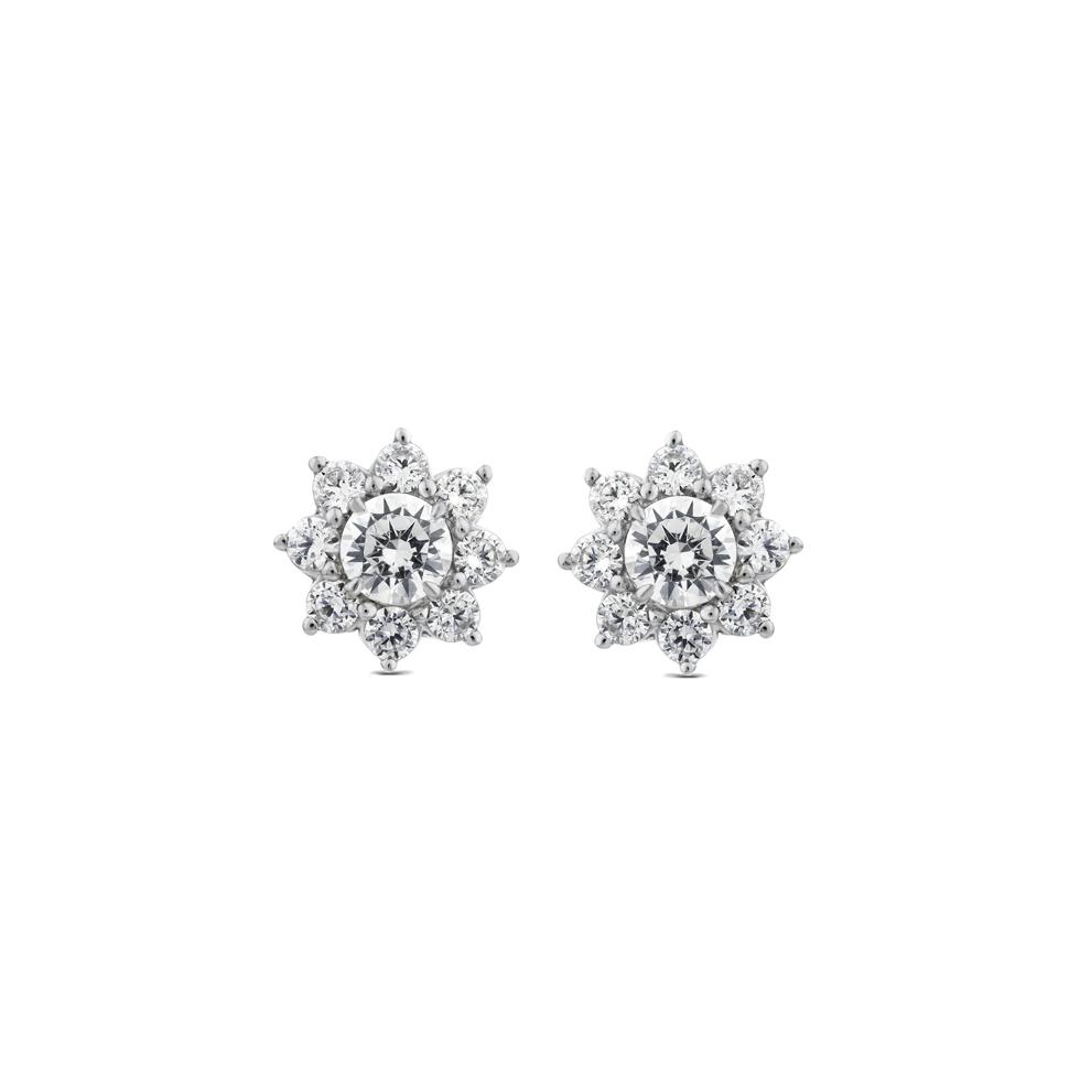 Lab Grown Diamond Starburst Cluster Earrings in 14K White Gold (1 1/2 ct. tw.) – Image 1 of 2