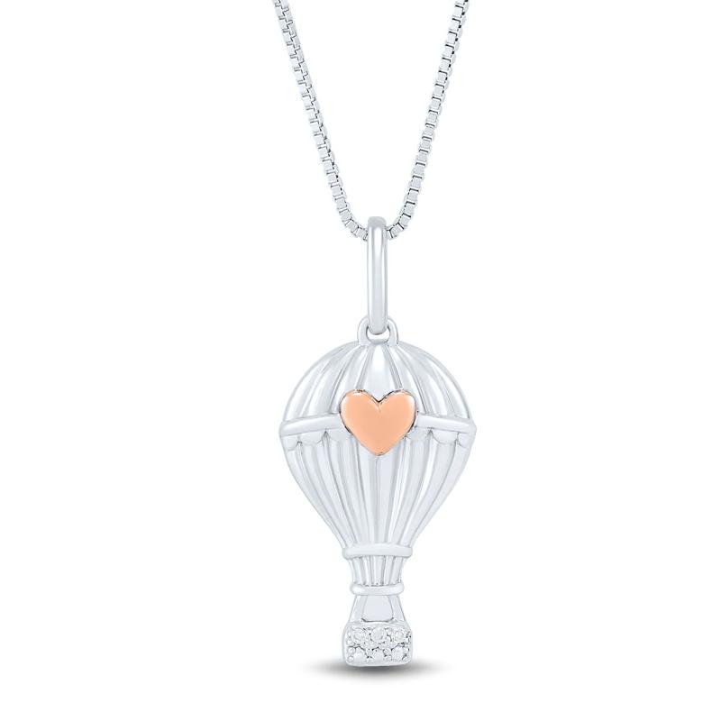 Hot Air Balloon Pendant with Diamond Accents in Sterling Silver and 14K Rose Gold – Image 1 of 4
