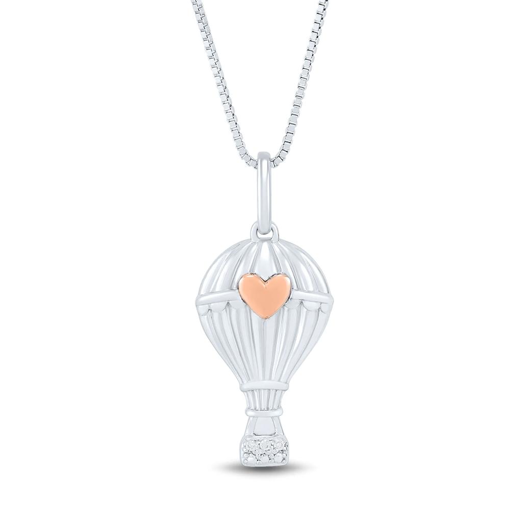Hot Air Balloon Pendant with Diamond Accents in Sterling Silver and 14K Rose Gold – Image 1 of 4