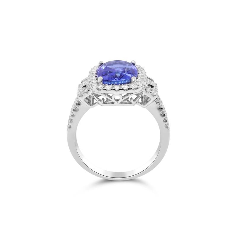 Tanzanite and Diamond Cushion Halo Ring in 18K White Gold &#40;5/8 ct. tw.&#41; – Image 3 of 4