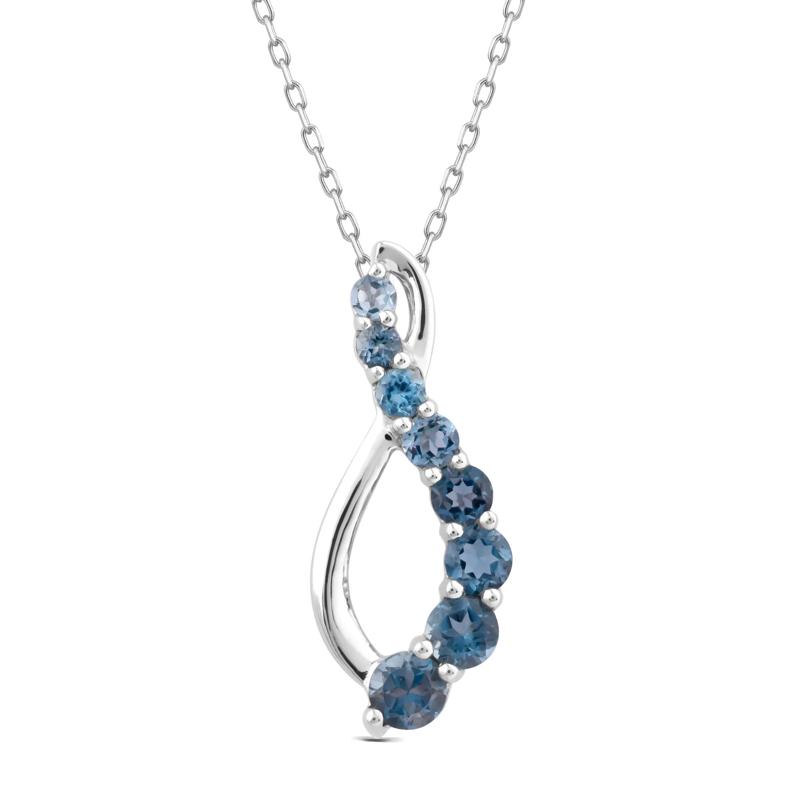 Blue Topaz Journey Pendant in 10K White Gold – Image 1 of 2