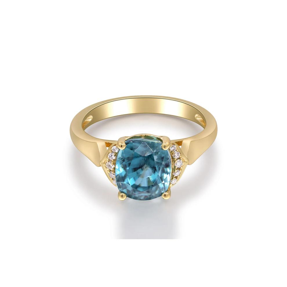 London Blue Topaz &amp; Round Diamond Accent Ring in 10K Yellow Gold – Image 1 of 5