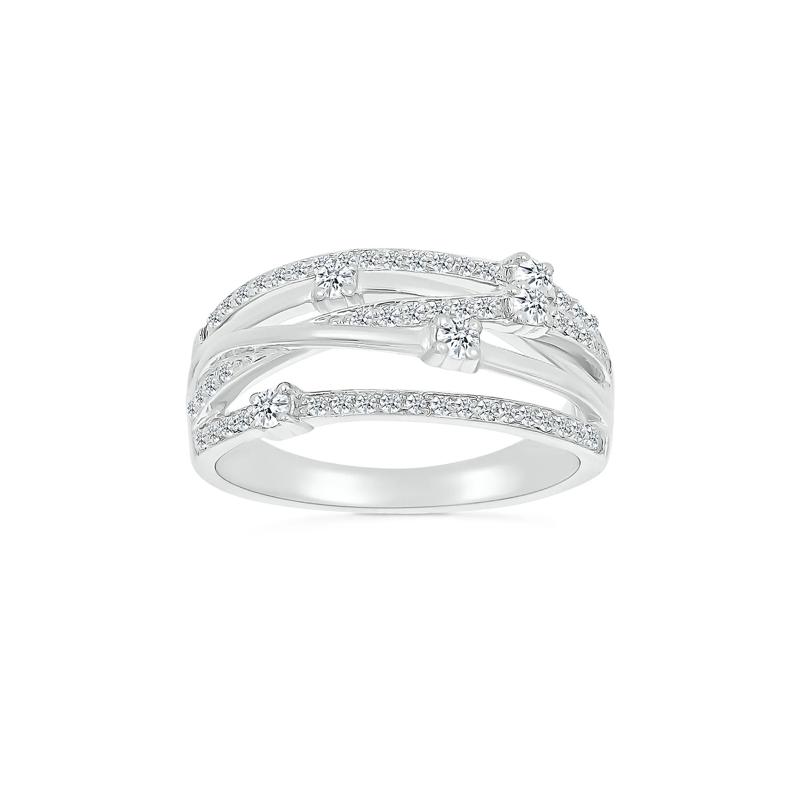 Diamond Multi-Row Ring in 10K White Gold &#40;3/8 ct. tw.&#41; – Image 1 of 5
