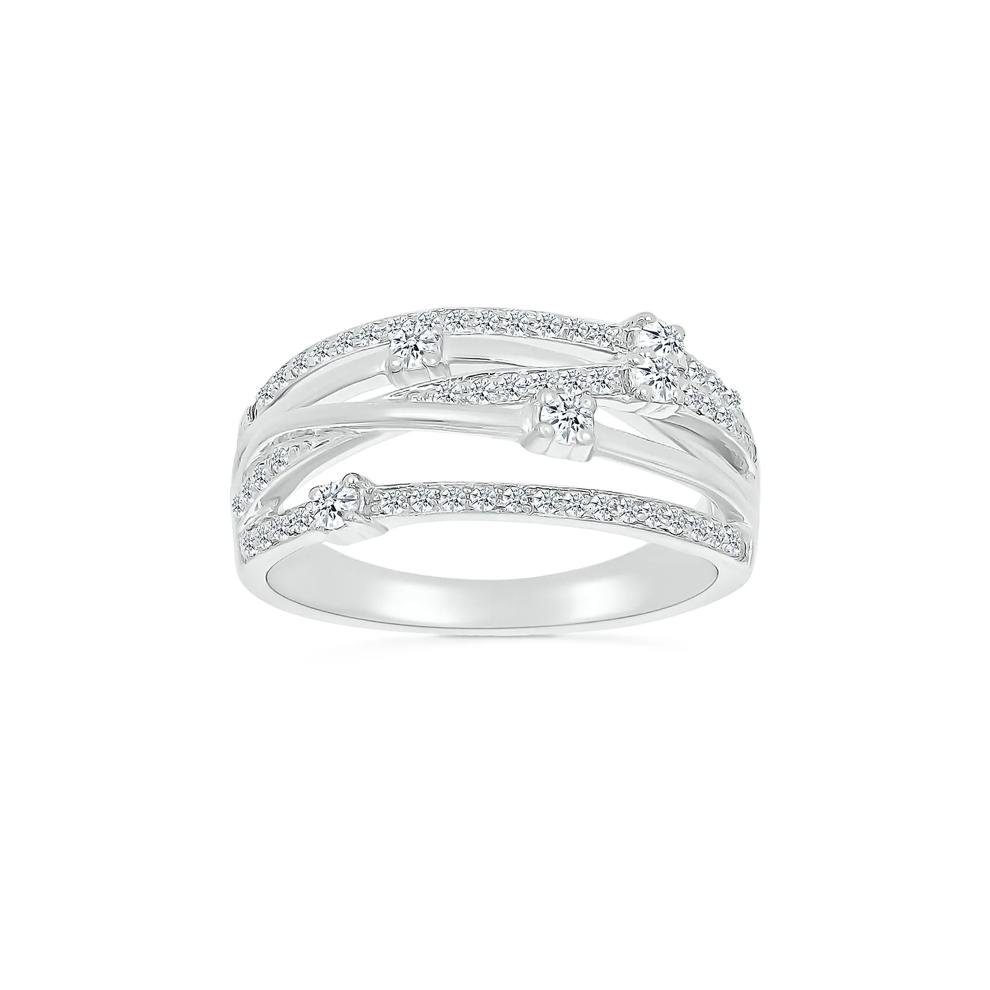 Diamond Multi-Row Ring in 10K White Gold (3/8 ct. tw.) – Image 1 of 5