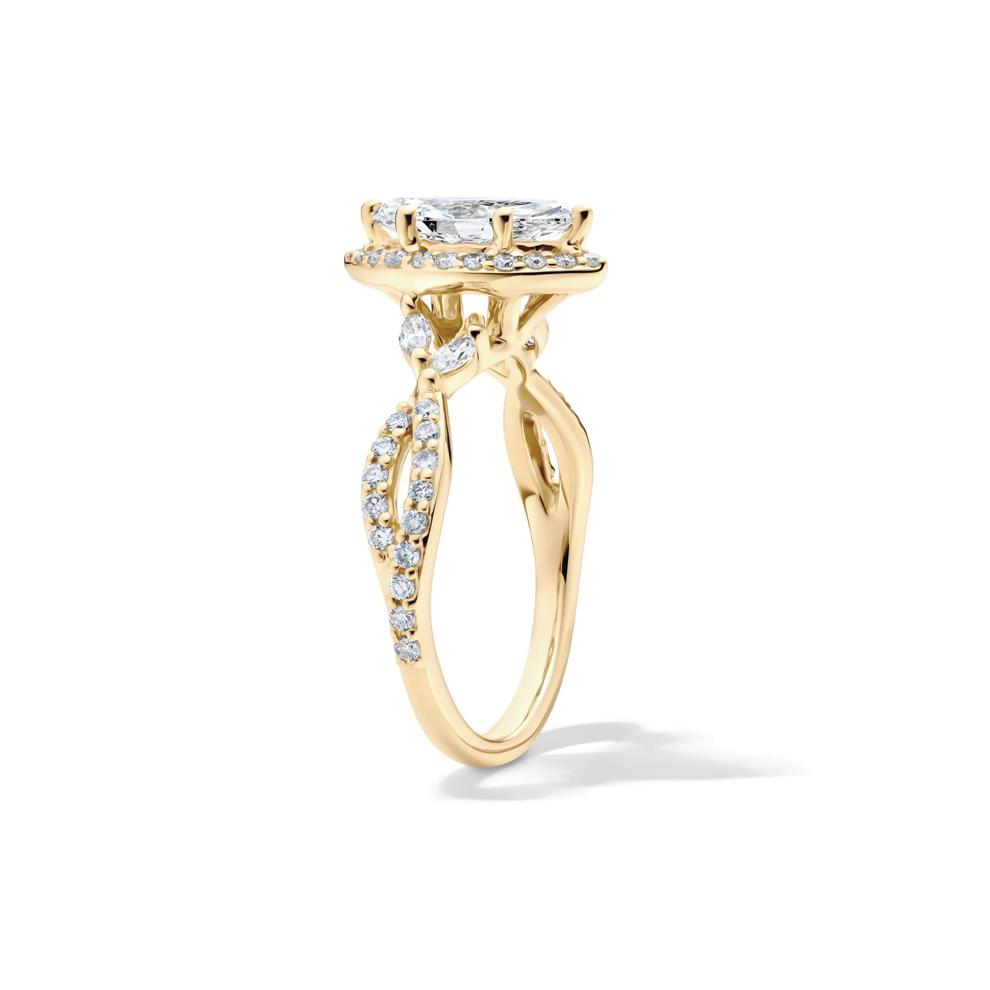 Lab Grow Diamond Marquise-Cut Halo Engagement Ring in 14K Yellow Gold (1 1/2 ct. tw.) – Image 3 of 4