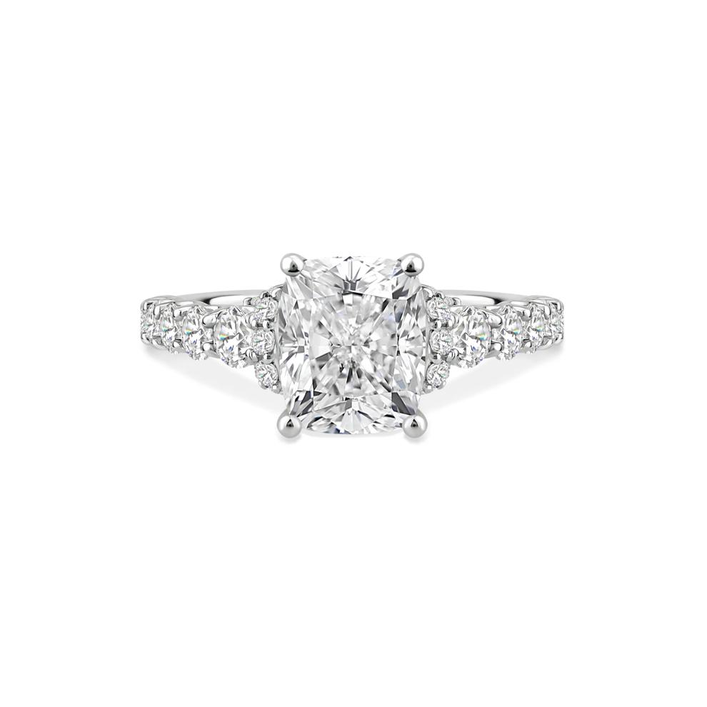 Lab Grown Diamond Elongated Cushion Center Engagement Ring in 14K White Gold (3 ct. tw.) – Image 1 of 4