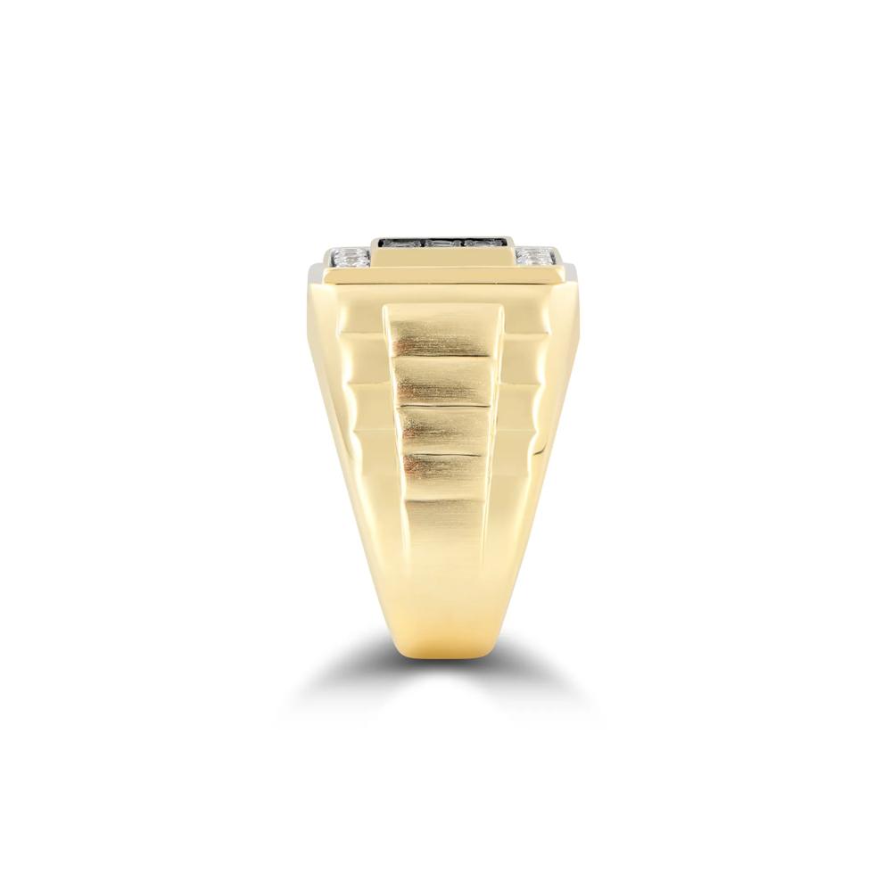 Men's Black and White Diamond Ring in 10K Yellow Gold (1 ct. tw.) – Image 3 of 3