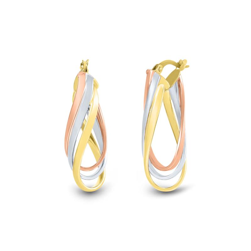 Oval Hoop earrings in 14K Yellow, White and Rose Gold – Image 1 of 2