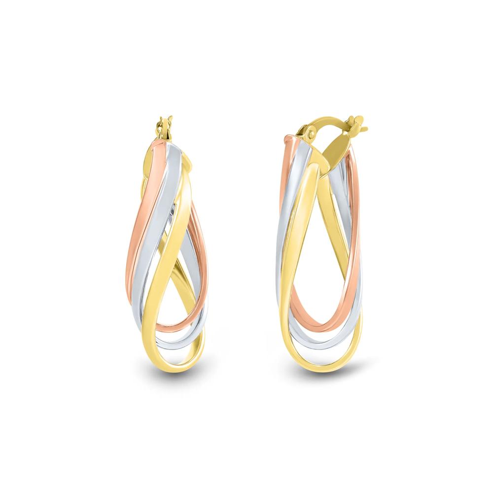 Oval Hoop earrings in 14K Yellow, White and Rose Gold – Image 1 of 2