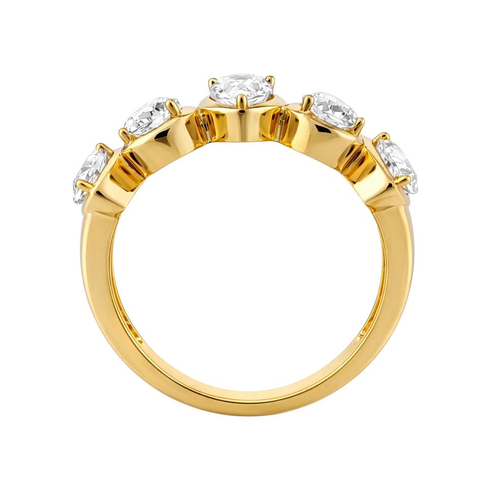 Lab-Created White Sapphire Spotlight Bezel Pear-Shaped Half Eternity Band in Vermeil – Image 2 of 4