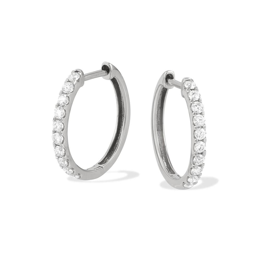 Lab Grown Diamond Huggie Hoop Earrings in 14K White Gold (1/2 ct. tw.) – Image 1 of 3