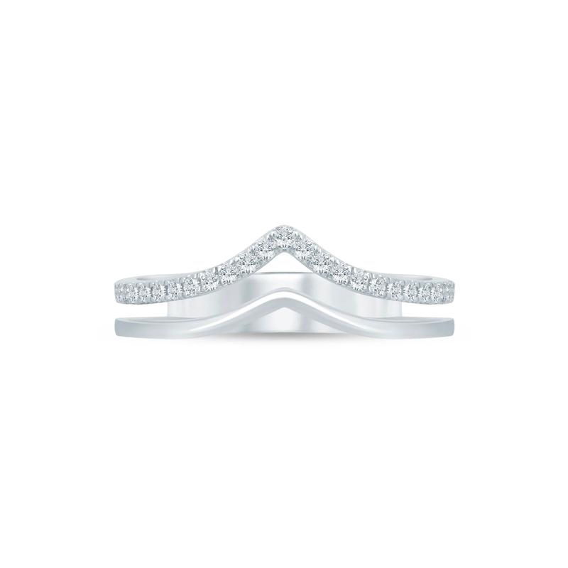 Lab Grown Diamond Chevron Anniversary Band in 14K White Gold &#40;1/5 ct. tw.&#41; – Image 1 of 3