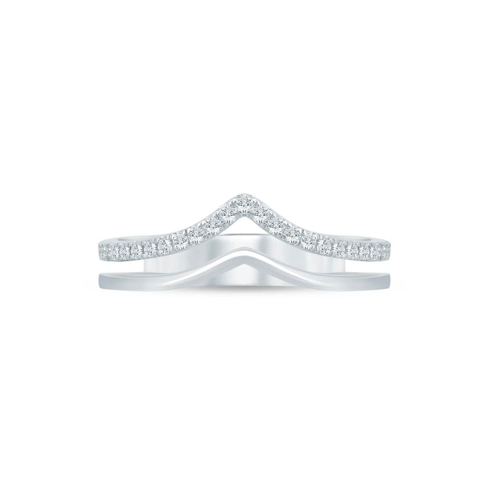 Lab Grown Diamond Chevron Anniversary Band in 14K White Gold (1/5 ct. tw.) – Image 1 of 3