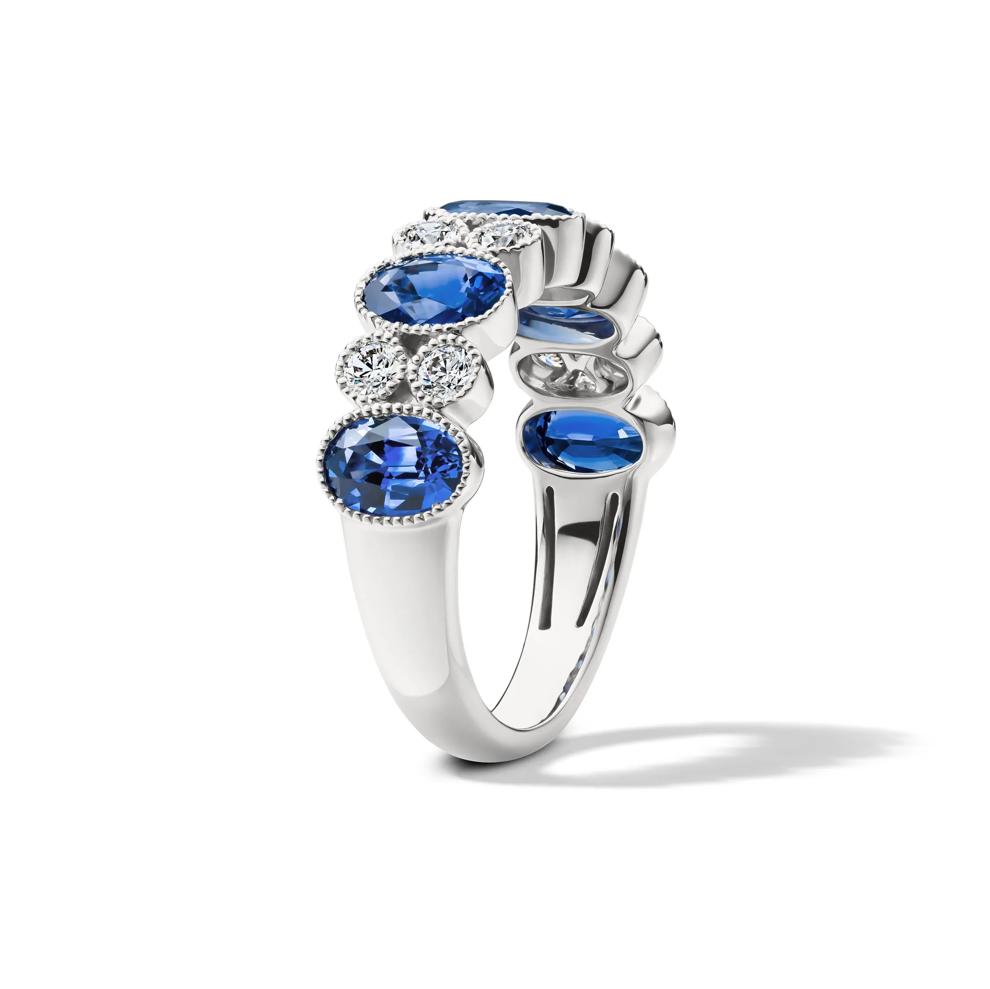 Blue Sapphire &amp; Diamond Band in 14K White Gold (3/8 ct. tw.) – Image 3 of 4
