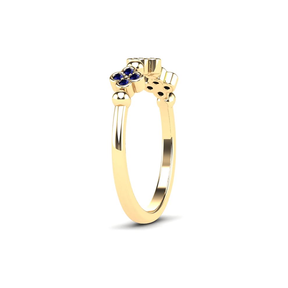 Blue Sapphire Clover Stack Band in 10K Yellow Gold – Image 3 of 4