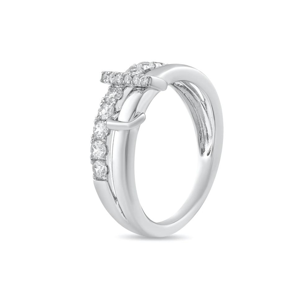Diamond Double-Row Interlocked Band in Sterling Silver (1/2 ct. tw.) – Image 4 of 4