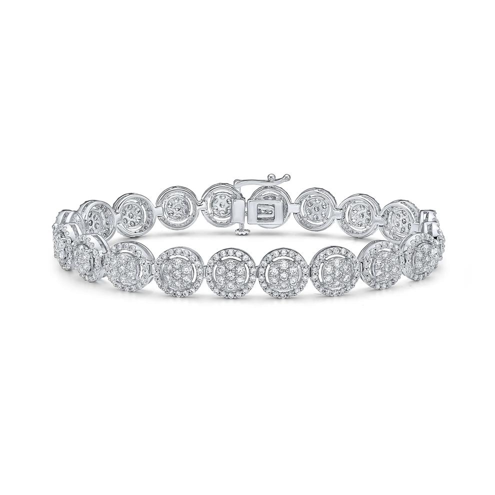 Diamond Round Cluster Bracelet in 10K White Gold (5 ct. tw.) – Image 1 of 2