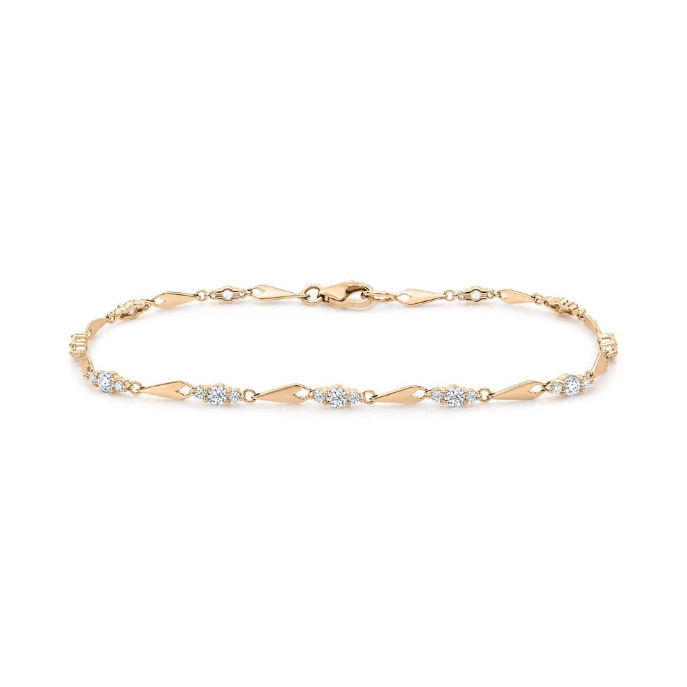 Diamond Three-Stone Line Bracelet in 10K Yellow Gold, 7" (1 ct. tw.) – Image 1 of 2